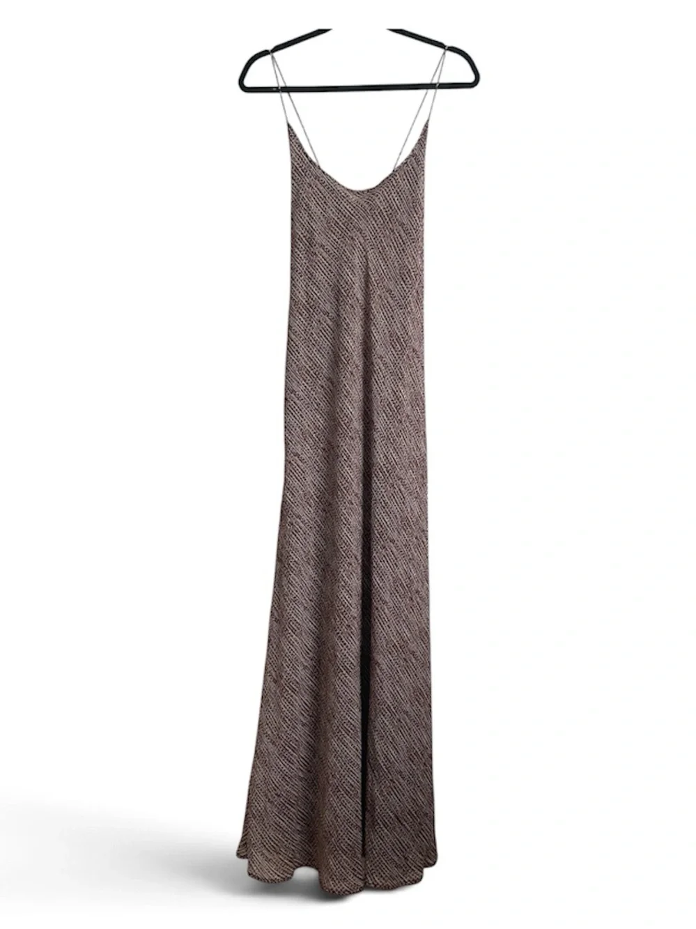 J. Crew VTG Silk Spiral-Print Maxi Dress Tan Burgundy Abstract Geometric SZ 12